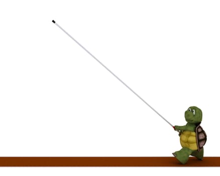 3D render of a tortoise competing in pole vault
