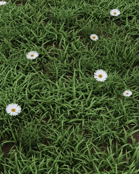 3D render of spring flowers in bloom