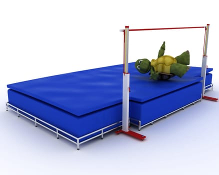 3D render of a tortoise competing in