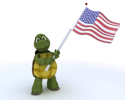 3D render of a tortoise with american flag