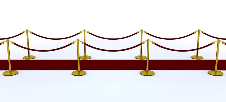 3d render of a red carpet and velvet rope