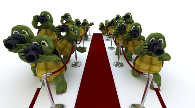 3D render of Tortoise Paparazzi at the red carpet