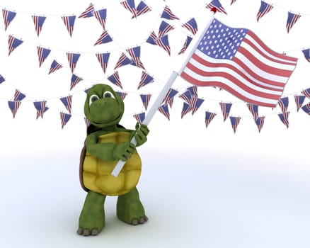3D render of a tortoise with american flag