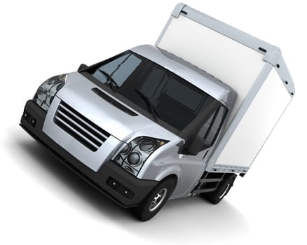 3D Render of a flat bed van