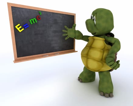 3D render of a tortoise with school chalk board