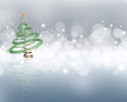 Christmas tree on a starry lights background