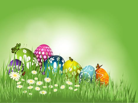 Easter eggs in grass