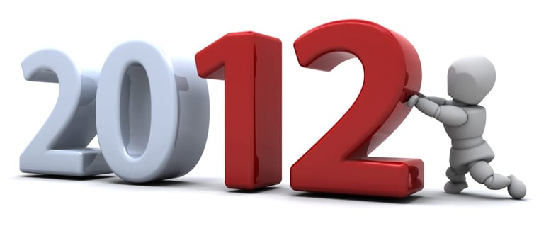 3D render of a man Bringing the new year in