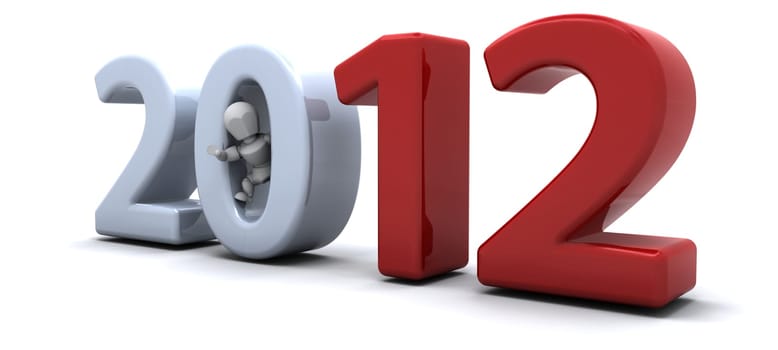 3D render of a man Bringing the new year in