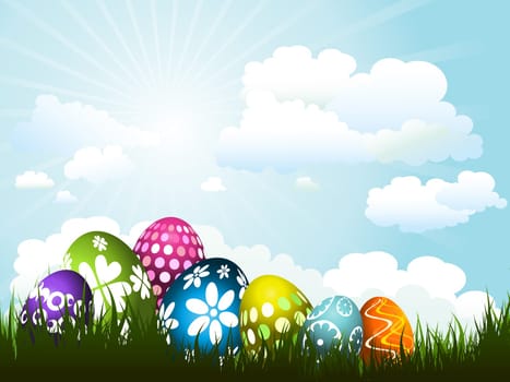 Easter eggs in grass