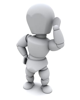 3D render of a White Character Listening