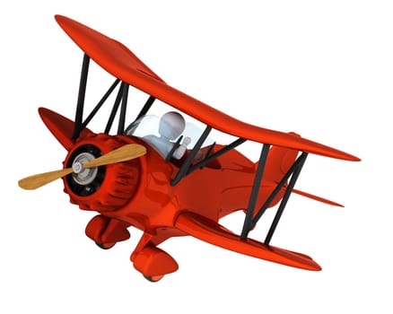 man flying a vintage biplane
