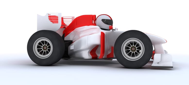 3D render of a man with race car