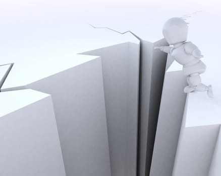 3D render of a man on a cliff edge