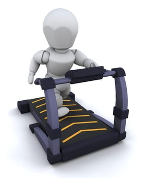 3D render of a man on a  treadmill