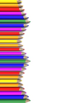3D Render of coloured pencil crayons