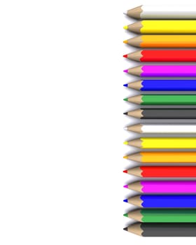 3D Render of coloured pencil crayons
