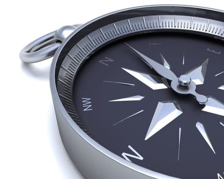 3D render of a Chrome navigational compass