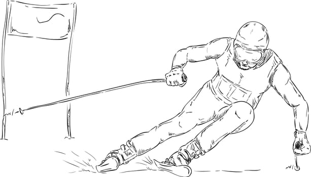 vector - skiing slalom race - isolated on background