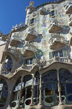BARCELONA. APR 24: Casa Batllo is a renowned building located in the heart of Barcelona and is one of Antoni Gaudí’s masterpieces. April 24, 2013 in Barcelona, Spain.