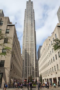 NEW YORK CITY - SEP 19: Rockefeller Centre was declared a National Historic Landmark in 1987. September 19, 2012  in Manhattan, New York City.