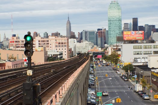 NEW YORK CITY - SEP19: Queens Boulevard is a major thoroughfare in the New York City borough of Queens connecting Midtown Manhattan, via the Queensboro Bridge, to Jamaica. September 19, 2012  in Manhattan, New York City.