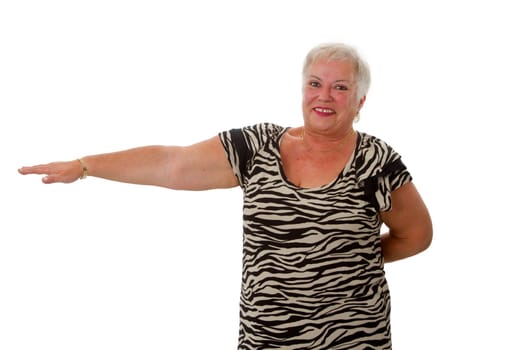 Senior citizen at fitness training - cropped on white background