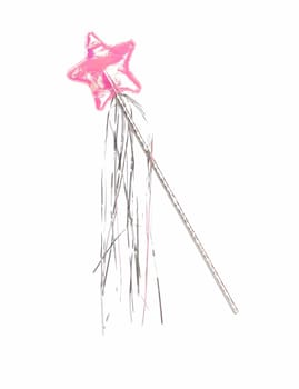 fairly wand with pink star and streamers isolated on white background