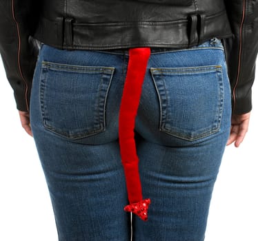 bad girl - woman with devils tail on white background