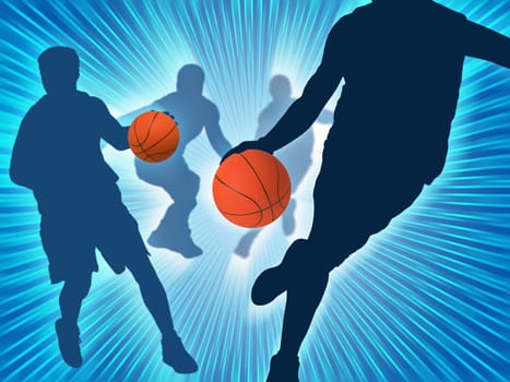 Silhouette of a basketball player.