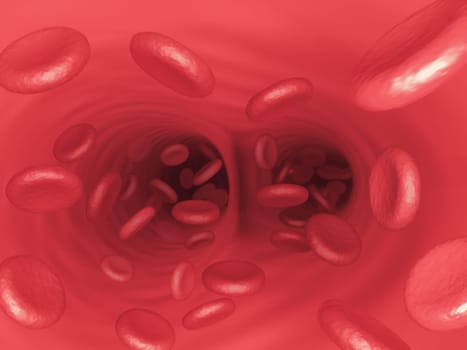 Concept of blood cells on microscope magnified.
