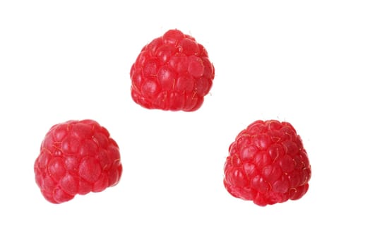 raspberries isolated on white background