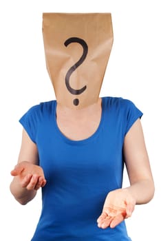 a person with a question mark as head, isolated