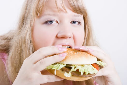 hungry fat girl bites the big burger