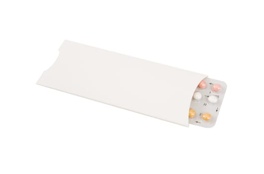 Packing contraception on an isolated white background