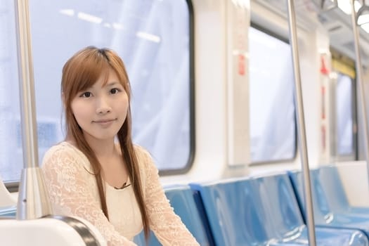 Asian beauty in MRT carriages, Taipei, Taiwan.