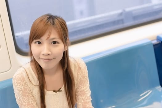 Asian beauty in MRT carriages, Taipei, Taiwan.