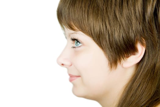 portrait of a beautiful teenage girl with blue eyes