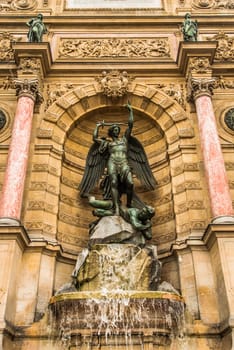 Saint Michaels fountain in the city of Paris in france