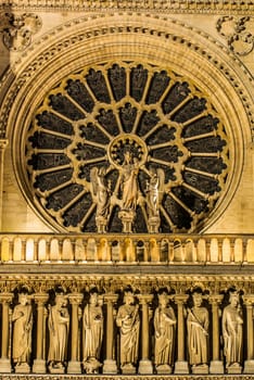 architechture detail notre dame de paris in the city of Paris in france