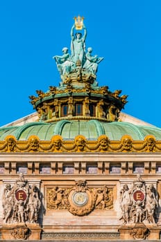 opera Garnier rooftop in the city of Paris in france