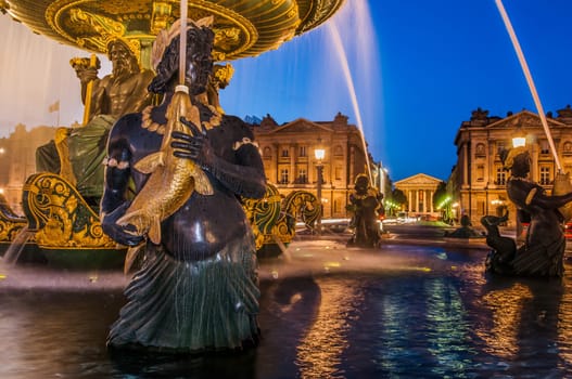 place de la concorde fountain in the city of Paris in france