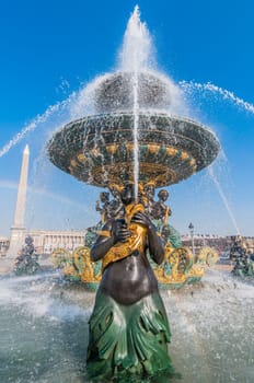 place de la concorde fountain in the city of Paris in france