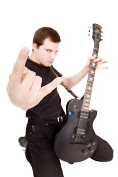 formidable guitarist on a white background with