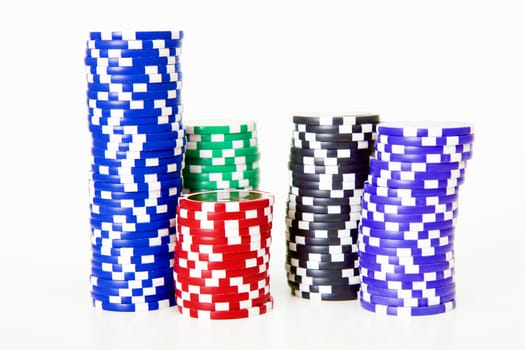 stack of poker chips on a light background