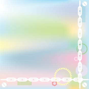 bright colorful abstract background with gears and chain