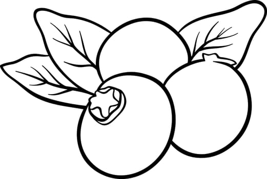 Black and White Cartoon Illustration of Blueberry Fruits Food Object for Coloring Book