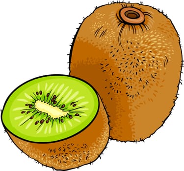 Cartoon Illustration of Kiwi Fruit Food Object