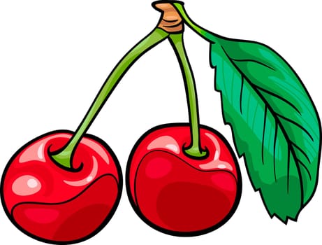 Cartoon Illustration of Cherry Fruits Food Object