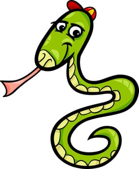 Cartoon Illustration of Funny Snake in the Cap Reptile Animal